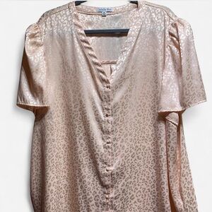 Chic Satin Leopard Print Blouse